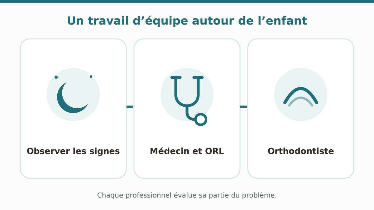 Observer les signes, évaluation par le médecin et l'ORL, puis rôle de l'orthodontiste